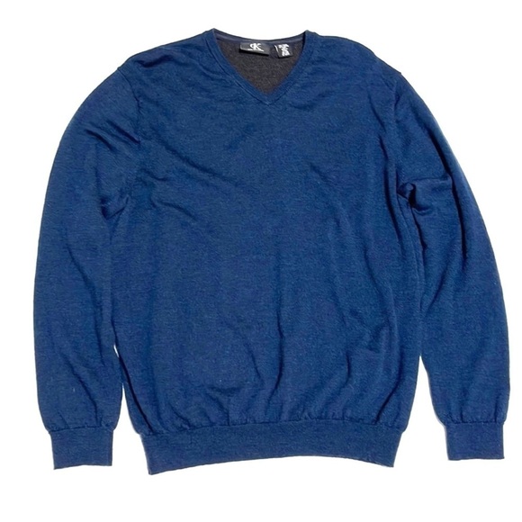 Calvin Klein 100% Merino Wool Men V Neck Sweater Size XL - Picture 1 of 10